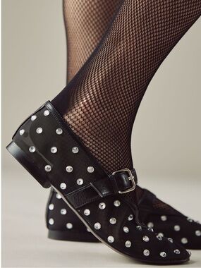 {BIBI LOU} Naila Mesh Rhinestone Embellished Flats